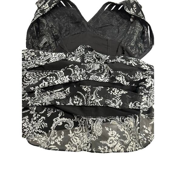 ADRIANA PAPELL V-neck Black/White Dress 8 Bodycon Cocktail Party Wedding church - Picture 8 of 11